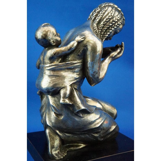 Enrico Bartoli, Sculpture of Maternity, 1800s, Ceramic Finished in Silver For Sale - Image 15 of 18