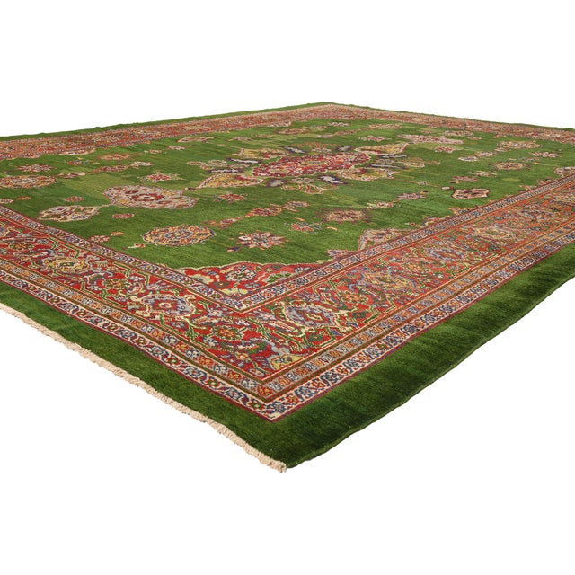 79546 Antique Persian Sultanabad Rug, 09'06 x 12'03. The Emerald Court: A Late 19th Century Persian Sultanabad Masterpiece...