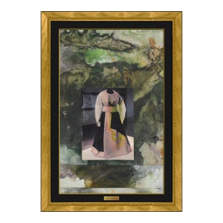 1996 Lorne, April 16th Figurative Green Watercolor and Oil Paint Collage Paul Jenkins For Sale