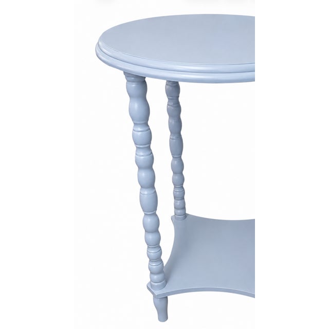 Mid 20th Century Round Spindle Leg Accent Table in Sheer Romance Blue For Sale - Image 5 of 6