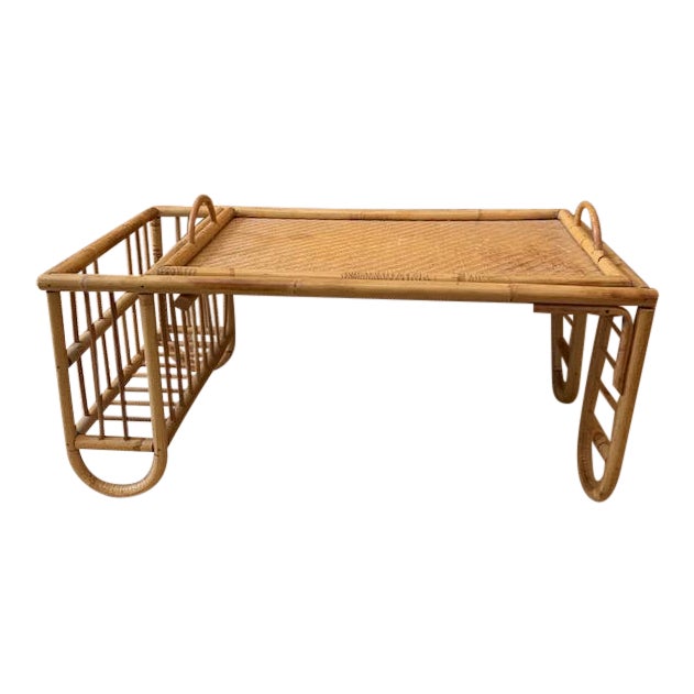 Vintage Wicker Rattan Lap Tray / Bamboo Breakfast Tray Chairish