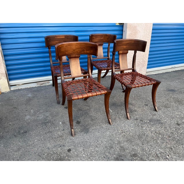 Wood t.h. Robsjohn Gibbings Style Walnut Klismos Chairs…set of 4 For Sale - Image 7 of 16