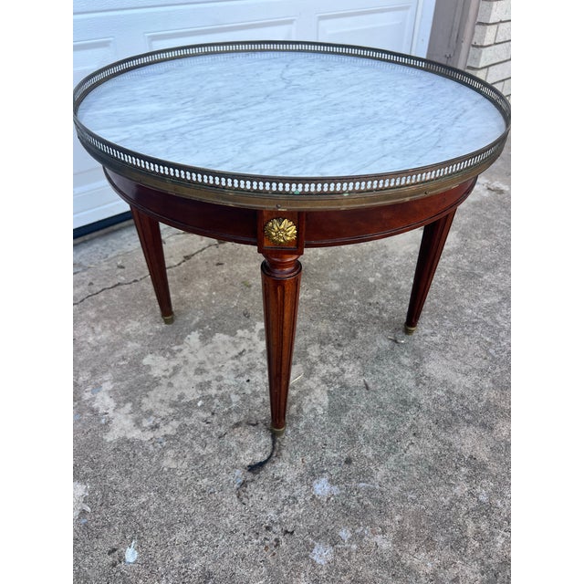 Late 19th Century French 19th Century Louis XVI Mahogany Oval Bouillotte Marble Top Side Table For Sale - Image 5 of 8