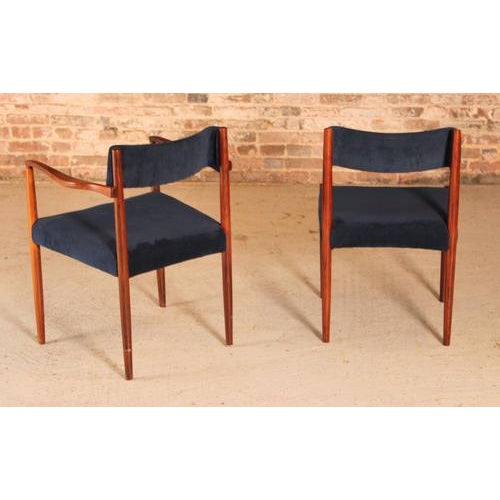 Rosewood Dining Chairs with Blue Velvet Upholstery from Robert Heritage, 1960s, Set of 6 For Sale - Image 10 of 15