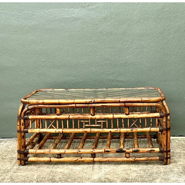 Vintage Bamboo Fretwork and Glass Coffee Table For Sale - Image 11 of 12