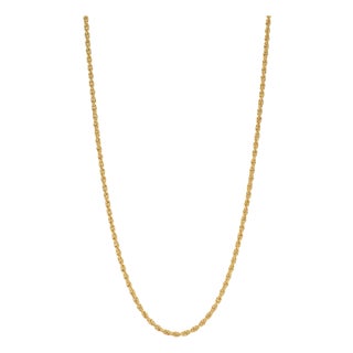 Unisex 14k Yellow Gold 2mm 24” Classic Twisted Spiral Rope Chain Necklace For Sale