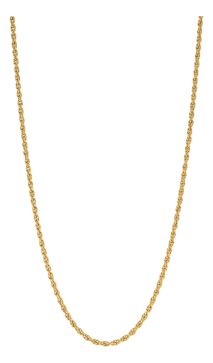 Unisex 14k Yellow Gold 2mm 24” Classic Twisted Spiral Rope Chain Necklace