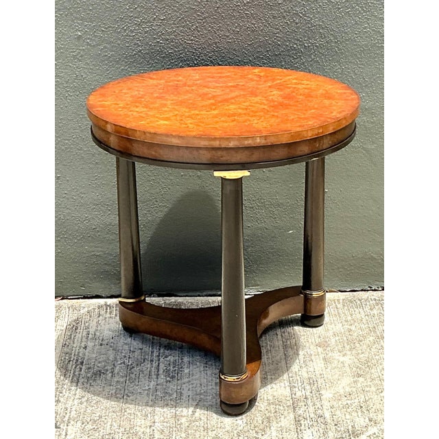 Vintage Richel Muebles Neoclassical Burl Side Table For Sale - Image 4 of 12