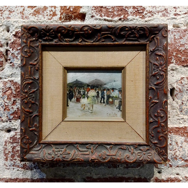 Women at the Market 1920s French Impressionist -Oil Painting For Sale - Image 9 of 9