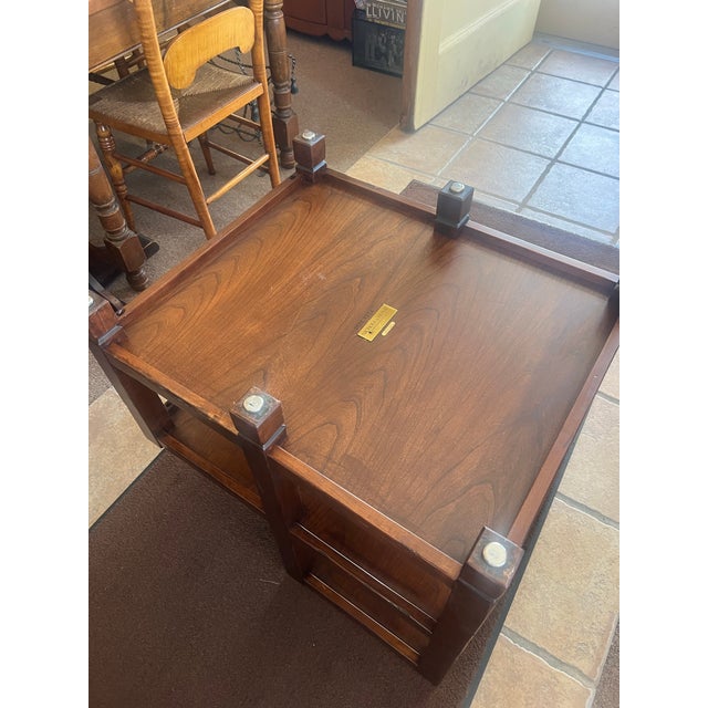 1970s 1970s Nichols & Stone Departures Collection Two Tiered Mission Style Side Table For Sale - Image 5 of 11