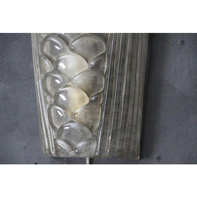 2000 - 2009 Molded Clear Frosted Murano Glass Wall Lights, 2000s, Set of 2 For Sale - Image 5 of 17