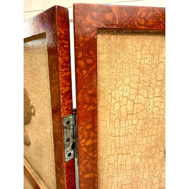 1970s 1970s Asian-Inspired Cast Stone Relief Vessel Motif Four-Panel Decorative Screen For Sale - Image 5 of 11