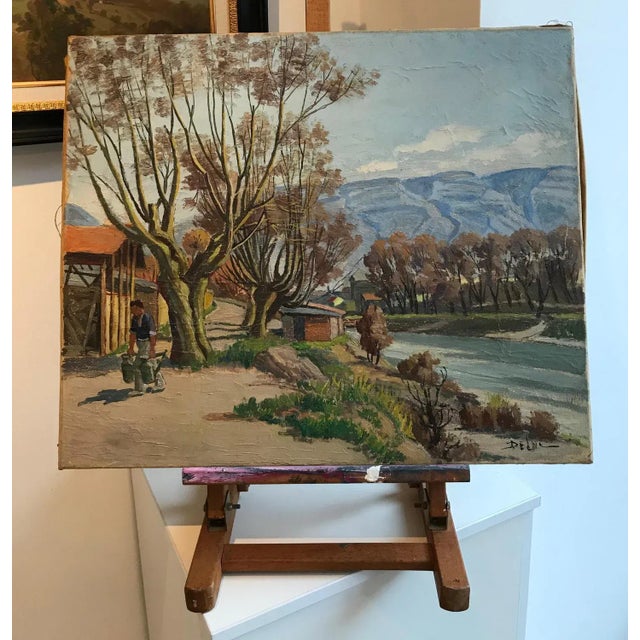 John Henri Deluc, Man at the River, Oil on Canvas, in Very Good conditions. This piece is attributed to the mentioned...