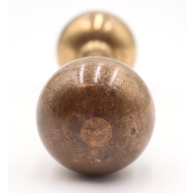 Pair of Vintage 2.125 In. Brass Plain Passage Door Knobs For Sale - Image 6 of 7