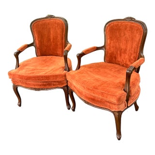 Vintage Masterpiece by Fogle Furniture Carved French Bergere Chairs - a Pair For Sale