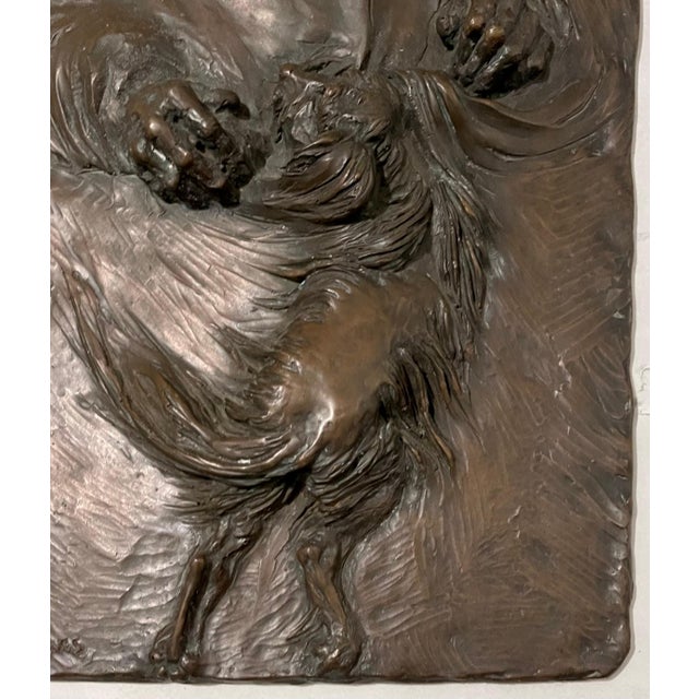 Expressionism German Expressionist Bronze Relief Plaque Mans Best Friend, a Man and His Dog, 1985 For Sale - Image 3 of 14