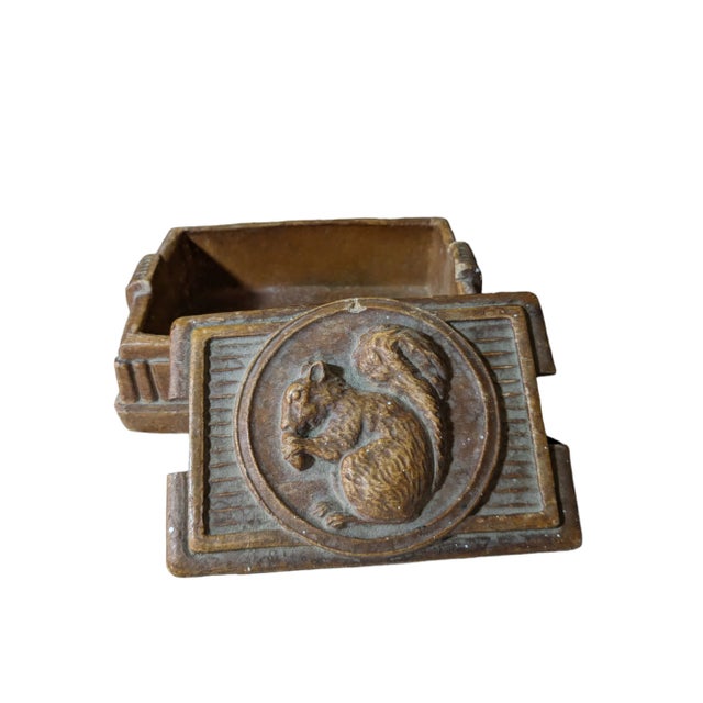 Syroco Wood Vintage Syroco Cigarette Box, Wood Trinket Box With Carved Squirrel For Sale - Image 4 of 10