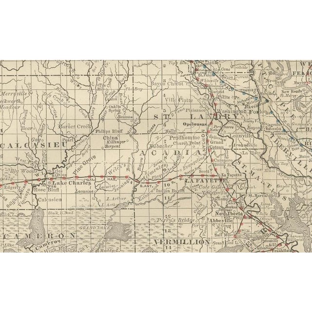 Antique Louisiana Map The Pelican State, Railroads & Counties, 1888 For Sale - Image 4 of 10