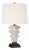 Thomas O'Brien by Visual Comfort Signature Luxor Medium Table Lamp in Alabaster and Bronze with Linen Shade For Sale