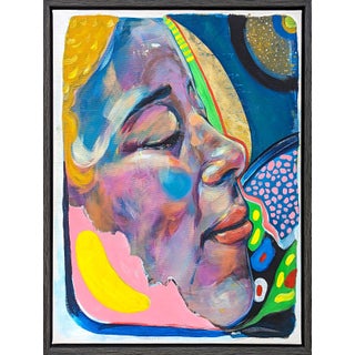 Moisés Villafuerte "Entering the Noise" Contemporary Abstract Colorful Figurative Portrait Painting, 2023 For Sale