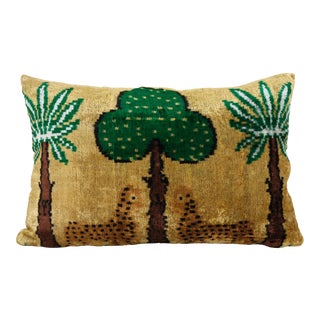 Silk Ikat Velvet Pillow, Animal Lumbar Pillows For Sale