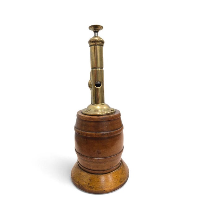 1900 - 1909 Antique Barrel-Shaped Cigar Cutter in Wood and Gilt Brass, 1900 For Sale - Image 5 of 9