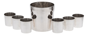 Vintage Italian Silver Ice Bucket and Beakers, Florence, Italy, 1970s, Set of 7