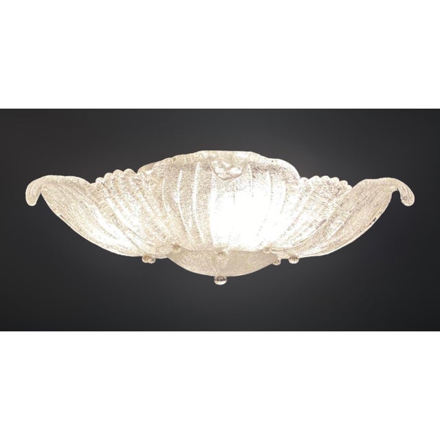 White 1960s Clear Graniglia Murano Flush Mount For Sale - Image 8 of 9