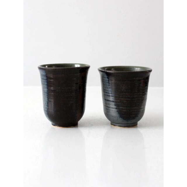 Contemporary Vintage Studio Pottery Mugs Pair For Sale - Image 3 of 10