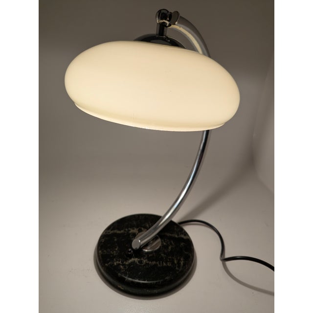 German Art Deco Bauhaus Table Lamp with Glass Shade and Marble Base, 1920s For Sale - Image 6 of 18