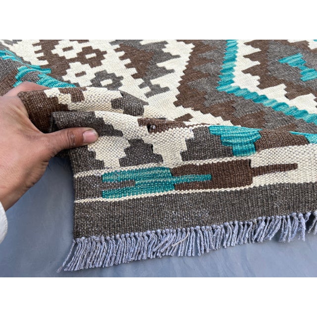 Afghan Flat Weave Tribal Kilim Rug For Sale - Image 6 of 7