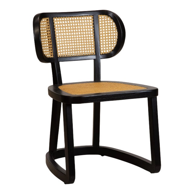 Stockholm Wood & Cane Side Chair in Black For Sale
