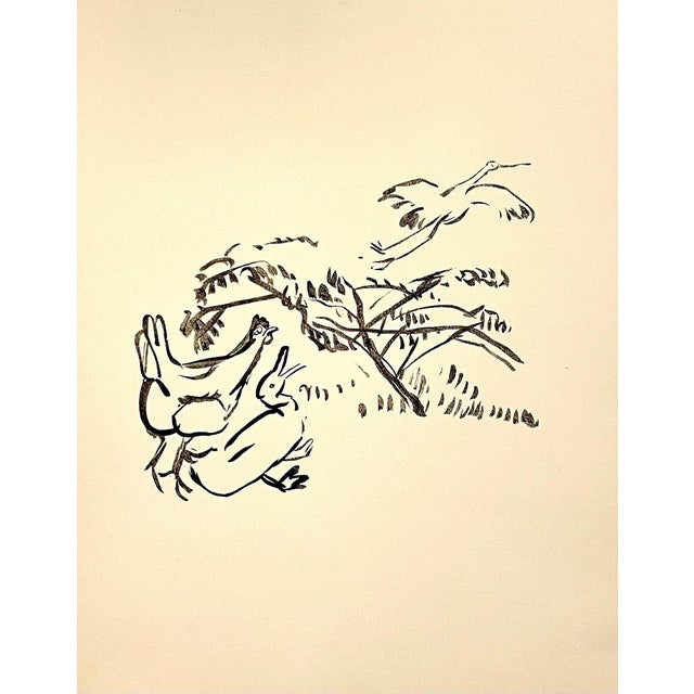 Pierre Bonnard Ltd Ed Lithograph Printed at Mourlot Paris 1958 Chickens and Swan, 1958 For Sale