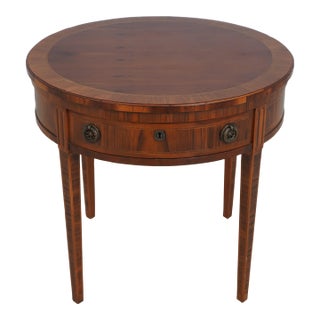 Alfonso Mariano Italian Style Round 1 Drawer Lamp Table For Sale