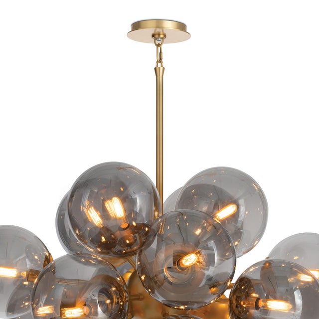 Glass Regina Andrew Shine Globe Chandelier, Natural Brass with Smoke Glass For Sale - Image 7 of 9