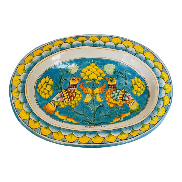 Signed, Doves and Artichokes Deruta Made in Italy Majolica Wall Hanging For Sale