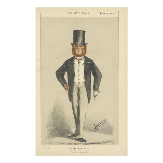 Edward Knatchbull-Hugessen, Vanity Fair Statesmen, 1870, Paper For Sale