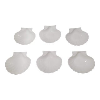 1900s Antique French Limoges René Frugier "Aluminite" Shell Dishes - Set of 6 For Sale