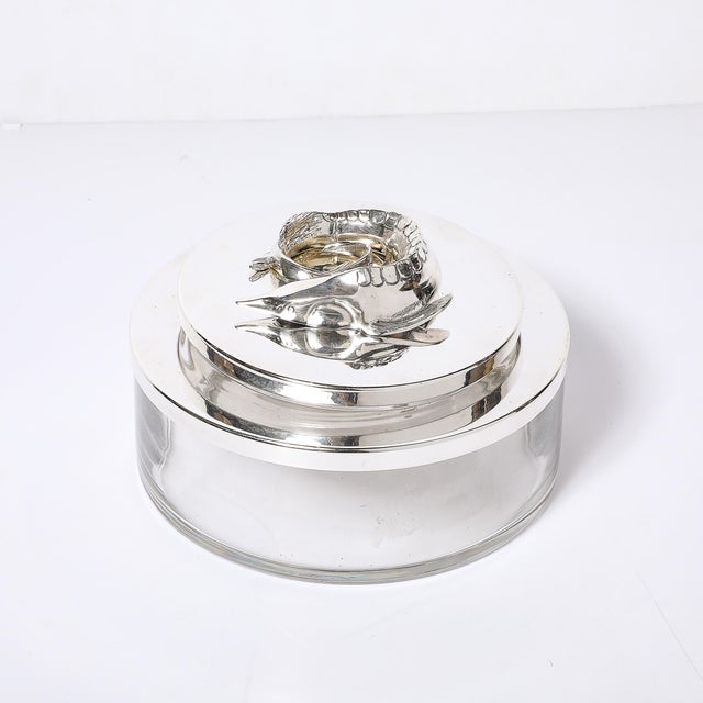 Mid-Century Silver Plate & Glass Caviar Service With Sculptural Sturgeon Handle For Sale - Image 16 of 18