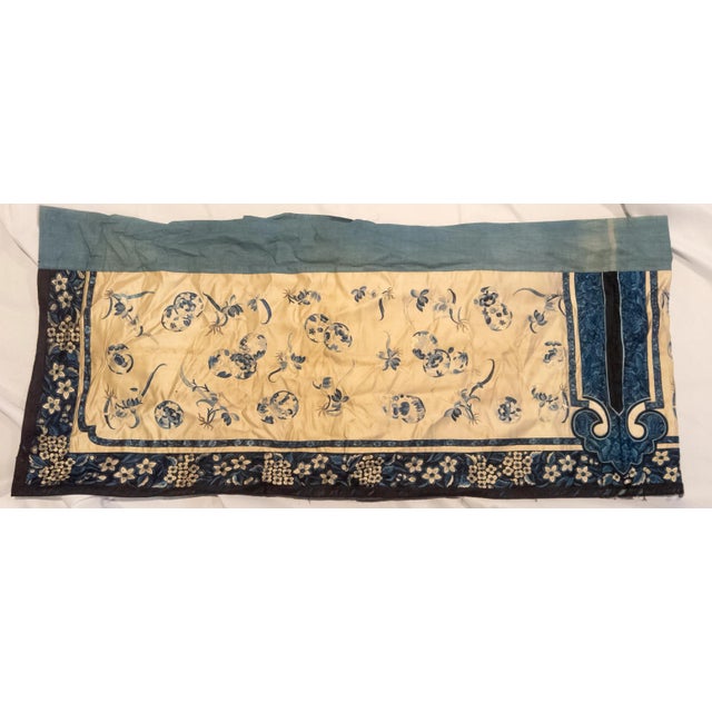 Late 19th Century 19th Century Chinese Blue Silk Embroidered Chinoiserie Panel For Sale - Image 5 of 13