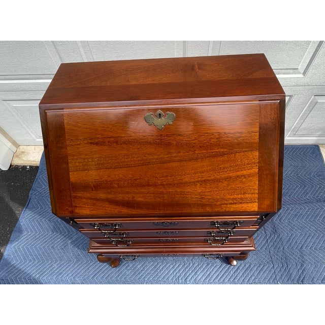 Mid-Century Maddox of Jamestown Mahogany Slant Front Secretary Desk For Sale - Image 6 of 18