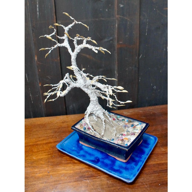 Vintage Silver Solder Gemstone Bonsai Tree, 1970s For Sale - Image 6 of 11