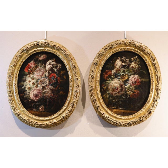 Workshop of Margherita Caffi, Still Lifes of Flowers, 1700, Oil on Canvases, Set of 2 For Sale - Image 16 of 16