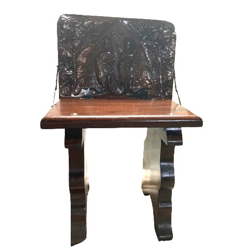 Walnut Chess Table With Hand-Carved Figures. Spain, 1960s For Sale - Image 4 of 12