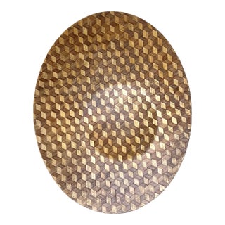 Vintage Geometric Wood Inlay Tray For Sale