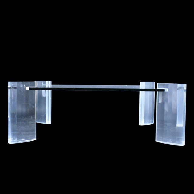 Late 20th Century Vintage Karl Springer Lucite Coffee Table For Sale - Image 5 of 5