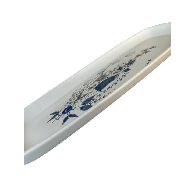 Mid-Century Stavangerflint Hand-Painted Ceramic Tray With Gardener Motif, Norway For Sale - Image 4 of 6