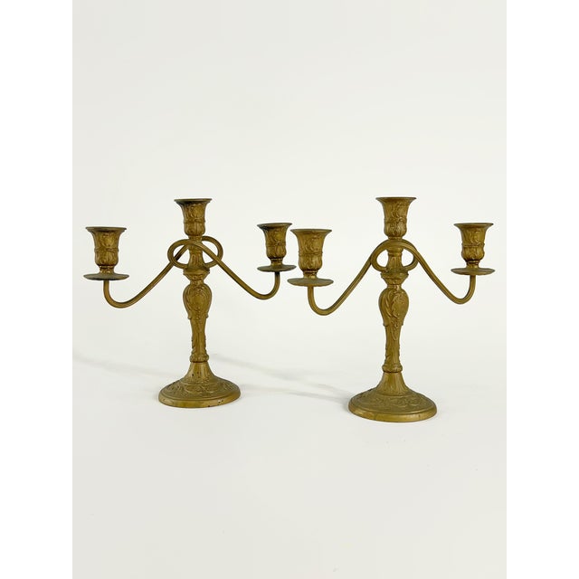 Pair of 1930's WM Rogers Ornate 3 arm Candelabras. They have been painted a gold tone at some point over the years but I...