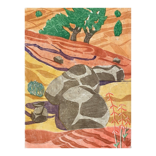 2002 Stephen Krauss Slick Rock Colorado Woodblock For Sale