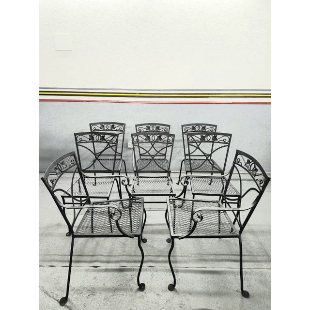Metal Early 20th Century Salterini Mt. Vernon Wrought Iron Patio Chairs - Set of 8 For Sale - Image 7 of 11
